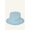 Defacto D8412A8BE2 Mavi Nakışlı Jean Bucket Şapka Kız Çocuk