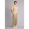 Defacto H5708AXBG732 Bej Regular Fıt Keten Karışımlı Bej Kısa Kollu Gömlek