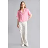 Defacto H7938AXPN164 Pembe Pijama Yaka Modal Kısa Kollu Gömlek