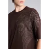 Defacto G5579AXBN192 Kahve %100 Pamuk Boxy Fit Baskılı Kahverengi Tişört