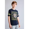 Defacto H7868A8IN42 İndigo Fenerbahçe New Regular Fıt Bisiklet Yaka Kısa Kollu Siyah Tişört Erkek Çocuk