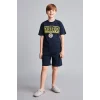 Defacto H7578A8IN42 İndigo Fenerbahçe Kısa Kollu Pijama 
Üst Şort Pijama Alt 2li Pijama Takımı Erkek Çocuk