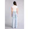 Defacto F9582AXNM39 Mavi %100 Pamuk Straıght Wıde Yüksek Bel Jean Pantolon