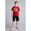Defacto H7340A8RD119 Kırmızı Galatasaray Kısa Kollu Pijama Üstü Şort Pijama Alt 2li Pijama Takımı Erkek Çocuk