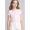Defacto G1134A8PN343 Pembe Düğmeli Tişört Kız Çocuk