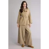 Defacto H3681AXKH419 Haki Culotte Keten Karışımlı Geniş Paça Pantolon