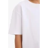 Defacto G6486A8WT34 Beyaz %100 Pamuk Oversize Kalın Kumaş Tişört Erkek Çocuk