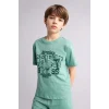 Defacto G8829A8GN1095 Yeşil %100 Pamuk Regular Fıt Baskılı 2li Pijama Takımı Erkek Çocuk