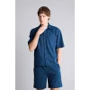 Defacto G4163AXNV164 Lacivert Esnek Kumaş Boxy Fit Gömlek
