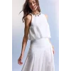 Defacto H2648AXWT32 Beyaz Afra x Defacto Balloon Fıt  Poplin Kolsuz Bluz