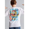 Defacto H8259A8WT34 Beyaz %100 Pamuk SpongeBob Sırt Baskılı Oversıze Bisiklet Yaka Kısa Kollu Tişört Erkek Çocuk