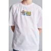 Defacto H8259A8WT34 Beyaz %100 Pamuk SpongeBob Sırt Baskılı Oversıze Bisiklet Yaka Kısa Kollu Tişört Erkek Çocuk