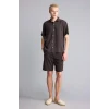 Defacto E2530AXBN339 Kahve Regular Fıt Tencel Kısa Kollu Gömlek