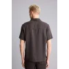 Defacto E2530AXBN339 Kahve Regular Fıt Tencel Kısa Kollu Gömlek