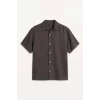 Defacto E2530AXBN339 Kahve Regular Fıt Tencel Kısa Kollu Gömlek