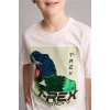 Defacto H6384A8ER105 Ekru Çift Yönlü 3D Baskılı Tişört Erkek Çocuk