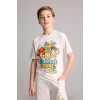 Defacto H8306A8ER105 Ekru Stumble Guys Oversıze Bisiklet Yaka Kısa Kollu Tişört Erkek Çocuk