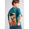 Defacto H3516A8GN368 Yeşil %100 Pamuk Dragon Ball Oversıze Bisiklet Yaka Kısa Kollu Tişört Erkek Çocuk