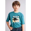 Defacto H3516A8GN368 Yeşil %100 Pamuk Dragon Ball Oversıze Bisiklet Yaka Kısa Kollu Tişört Erkek Çocuk