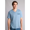 Defacto H8712AXBE485 Mavi %100 Pamuk Çiçekli 2li Dokuma Somon Pijama Kız Bebek