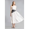 Defacto H4575AXWT32 Beyaz Fıtted Halter Yaka Poplin Kolsuz Midi Elbise