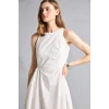 Defacto H4575AXWT32 Beyaz Fıtted Halter Yaka Poplin Kolsuz Midi Elbise