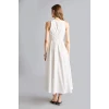 Defacto H4575AXWT32 Beyaz Fıtted Halter Yaka Poplin Kolsuz Midi Elbise