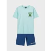 LCW Kids Mavi Minecraft Baskılı Erkek Çocuk Şortlu Pijama Takımı