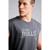 Defacto G0911AXAR214 Antrasit %100 Pamuk NBA Chıcago Bulls Oversıze Baskılı Bisiklet Yaka Atlet