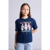 Defacto H7343A8NV31 Lacivert %100 Pamuk Kpop - Demon Hunters Relax Fıt Bisiklet Yaka Kısa Kollu Tişört Kız Çocuk