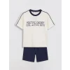 LCW Kids Ekru Baskılı Erkek Çocuk Takım