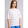 Defacto H7238A8PN171 Pembe Bisiklet Yaka Kısa Kollu Çizgili Pembe Tişört Kız Çocuk