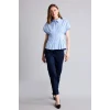 Defacto H7941AXBE552 Mavi Fıtted Çizgili Poplin Kısa Kollu Mavi Gömlek