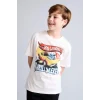 Defacto H8313A8ER105 Ekru Hot Wheels Oversıze Bisiklet Yaka Kısa Kollu Ecru Tişört Erkek Çocuk