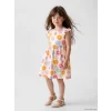 LCW Kids Ekru Çiçek Desenli Kız Çocuk Elbise