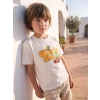 LCW Kids Bej Bisiklet Yaka Baskılı Erkek Çocuk Tişört