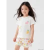 LCW Kids Beyaz Bisiklet Yaka Baskılı Kız Çocuk Tişört