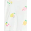 LCW Kids Beyaz Bisiklet Yaka Baskılı Kız Çocuk Tişört