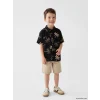 LCW Kids Siyah Desenli Erkek Çocuk Gömlek ve Şort