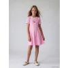 LCW Kids Pembe Bisiklet Yaka Baskılı Kız Çocuk Elbise