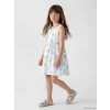 LCW Kids Ekru Bisiklet Yaka Kelebek Baskılı Kız Çocuk Elbise