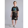 Defacto H5400A8AR220 Antrasit %100 Pamuk 2li Pijama Takımı Kısa Kollu Pijama Üstü Şort Pijama Altı Erkek Çocuk