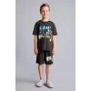 Defacto H5400A8AR220 Antrasit %100 Pamuk 2li Pijama Takımı Kısa Kollu Pijama Üstü Şort Pijama Altı Erkek Çocuk