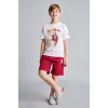 Defacto H7511A8WT34 Beyaz %100 Pamuk Galatasaray Kısa Kollu Pijama Üst Şort Pijama Alt 2li Pijama Takımı Erkek Çocuk