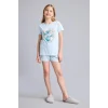 Defacto E6241A8BE773 Mavi %100 Pamuk Pijama Takımı Dinozor Baskılı Uzun Kollu Üst Beli Lastikli Uzun Alt Erkek Bebek