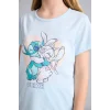 Defacto E6241A8BE773 Mavi %100 Pamuk Pijama Takımı Dinozor Baskılı Uzun Kollu Üst Beli Lastikli Uzun Alt Erkek Bebek