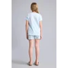 Defacto E6241A8BE773 Mavi %100 Pamuk Pijama Takımı Dinozor Baskılı Uzun Kollu Üst Beli Lastikli Uzun Alt Erkek Bebek