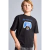 Defacto H8307A8BK81 Siyah PlayStatıon Lisanslı Oversıze Bisiklet Yaka Kısa Kollu Siyah Tişört Erkek Çocuk