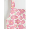 LCW Kids Pembe Kare Yaka Çiçekli Kız Çocuk Poplin Elbise