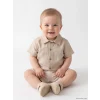 LCW baby Bej Kısa Kollu Erkek Bebek Gömlek